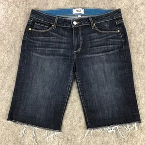 Paige Womens Bermuda Shorts 30 Blue Denim Mid Rise Dark Wash Stretch Cotton USA
